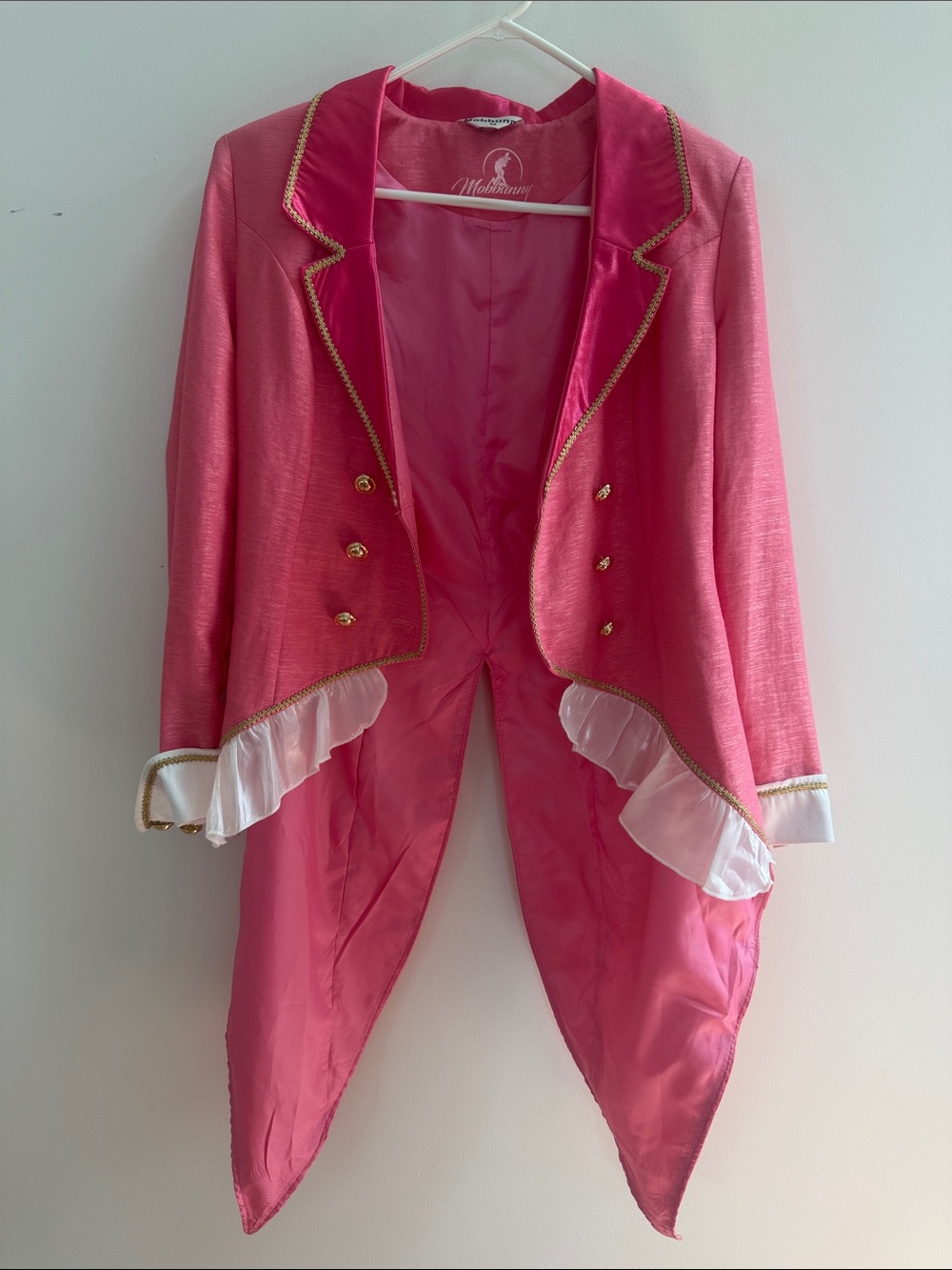 Princess Peach Women’s Pink Tailcoat Jacket Blazer with Gold Braid Trim